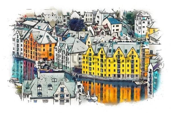 Charming Apartment In Alesund Center With Free Parking Exterior foto